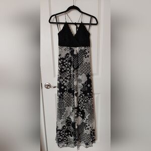 Bisou Bisou Michele Bohbot Women's Black & White Floral Maxi Dress Crochet 8